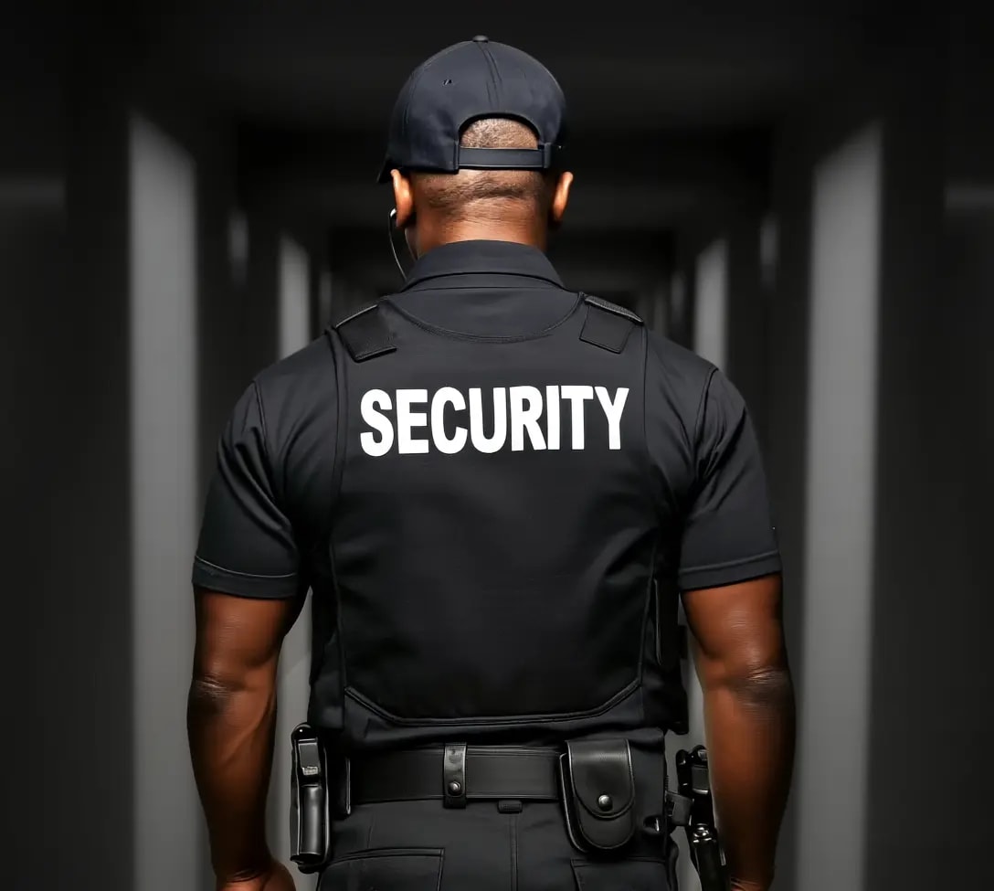 ICI Business Group security professional using radio communication equipment - 24/7 elite protection and risk management services in South Africa